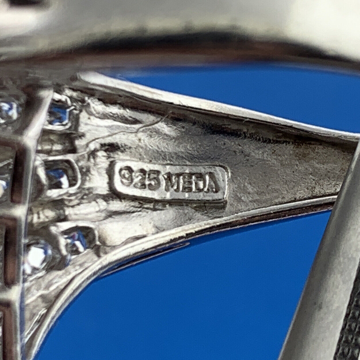 Designer MEDA Sterling Silver 925 Sparkling CZ Statement Bypass Ring Size 8