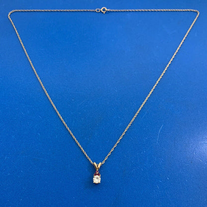 Vintage 14K Yellow Gold Diamond Ruby Accented Pendant Necklace
