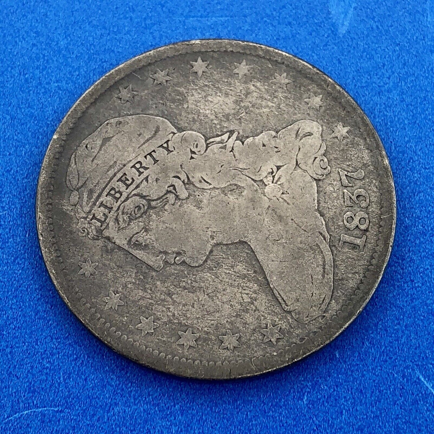 1837 P Capped Bust Reeded Edge Silver Half Dollar 50 Cents Two Year Type Coin