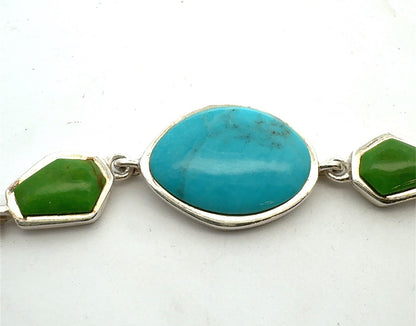 Barse 925 Sterling Silver Turquoise Lapis Lazuli Jasper Coral Station Bracelet