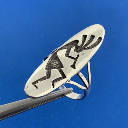 Native American Hallmarked 925 Sterling Silver Kokopelli Statement Finger Ring