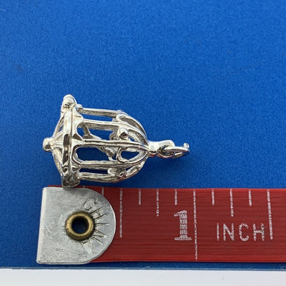 Stunning Sterling Silver 925 Openwork Birdcage Hinged Dangle Pendant