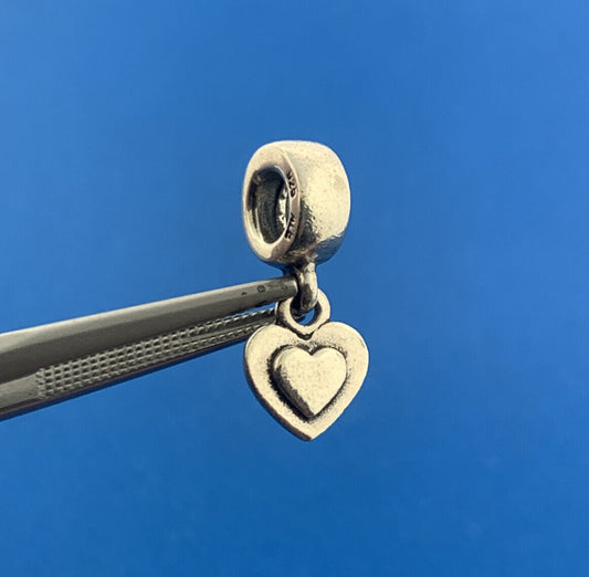 Authentic PANDORA 925 Sterling Silver Double Heart 790373 Slide Bracelet Charm
