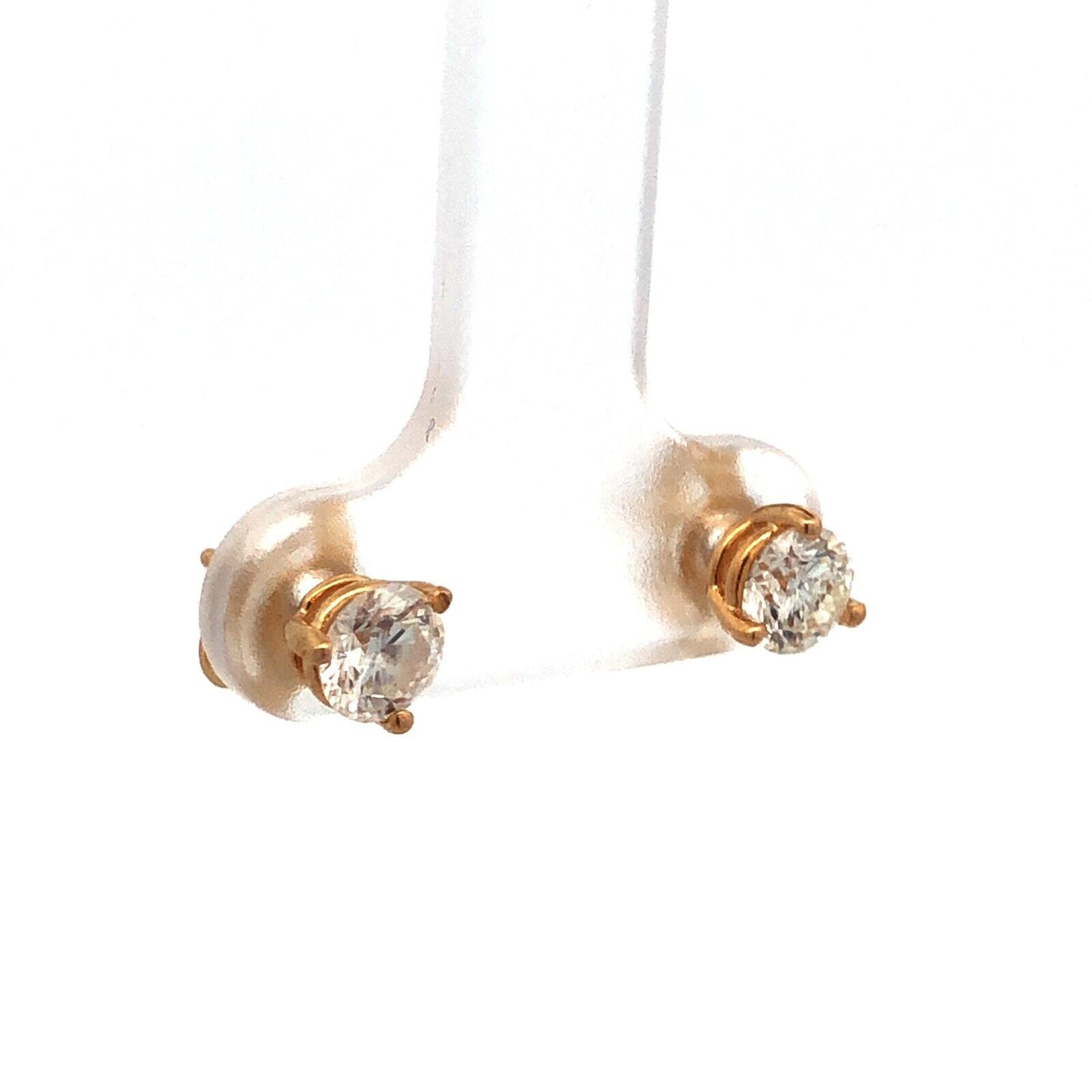 Designer 14K Yellow Gold Round Diamond Stud Earrings