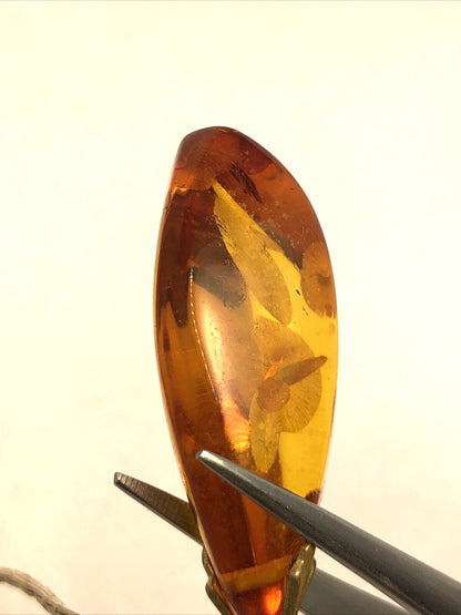 Designer Citation Gold Tone Chain Amber Statement Pendant Necklace