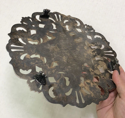 Retro Leonard Silver Co Silver Electroplated Floral Scroll Cut Out Food Trivet