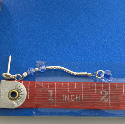 Fabaro 925 sterling silver blue glass bead dangle stud earrings