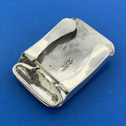 Vintage Sterling Silver SIAM NIELLOWARE Buildings Belt Buckle