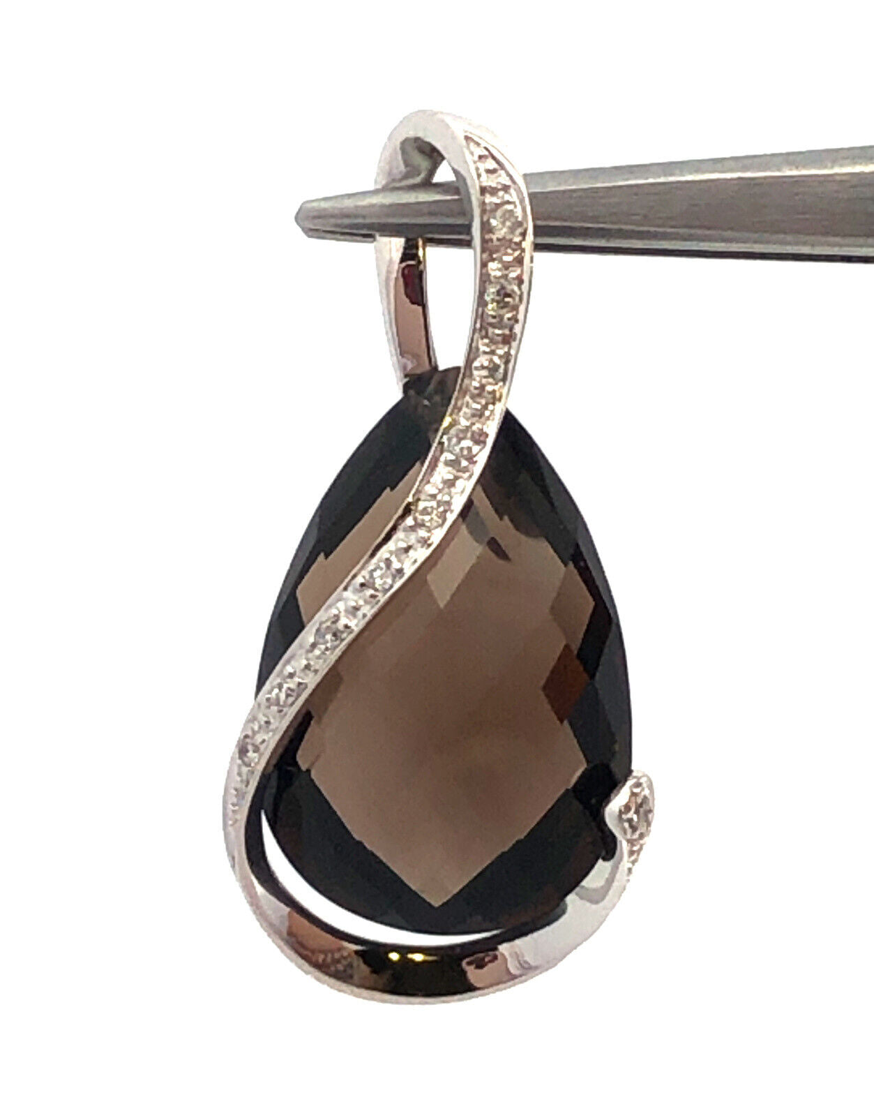 Designer 14K Yellow Gold Quartz Diamond Accented Pendant