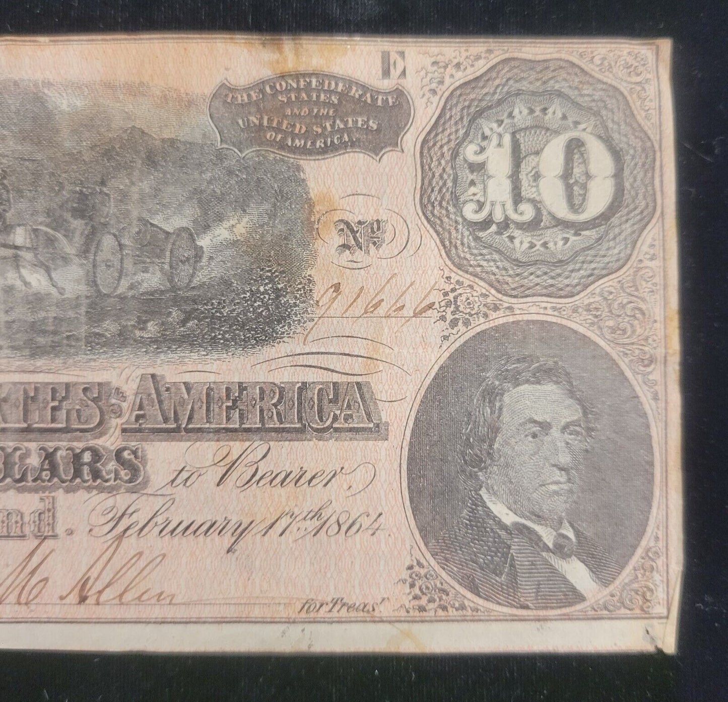 1864 $10 Richmond, VA Confederate States of America Obsolete Currency Bank Note