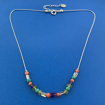 Carolyn Pollack Sterling Silver 925 Liquid Silver Gemstone 17" Strand Necklace