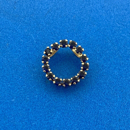 10K Yellow Gold Blue Sapphire September Anniversary Circle Slide Pendant