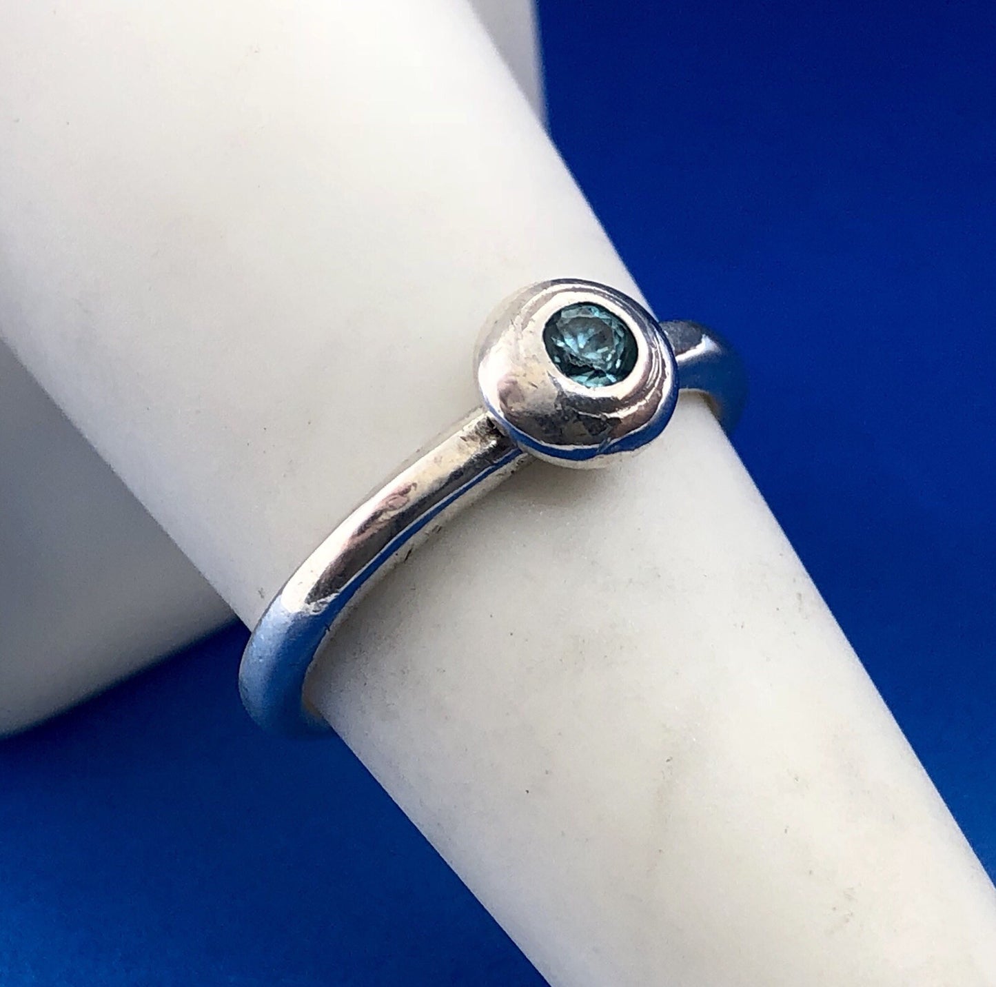 James Avery 925 Sterling Silver Remembrance Aqua Spinel Designer Size 7.25 Ring