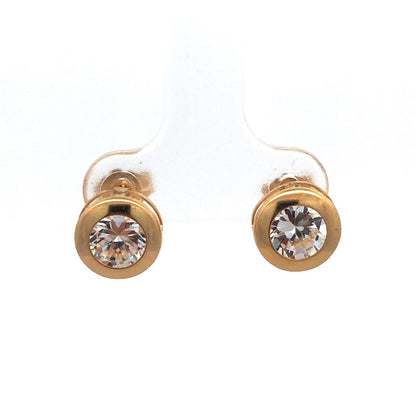 Jacmel Mauritius JCM 14K Yellow Gold Diamonique CZ Statement Stud Earrings