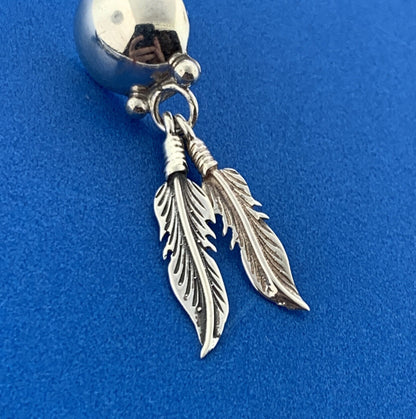 Stunning Sterling Silver 925 Circle Eagle Bird Feathers Stud Dangle Earrings