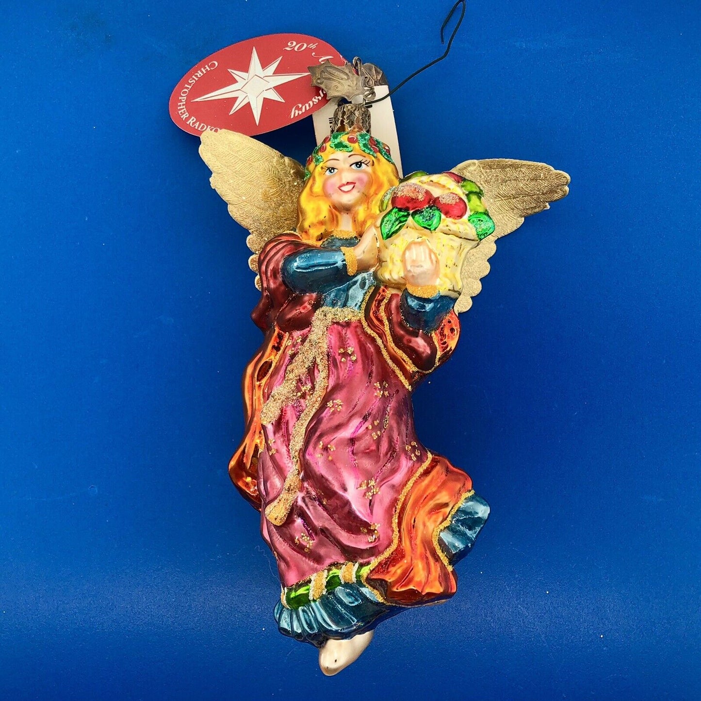 2005 Christopher Radko Hand Blown Glass Diabetes Awareness Angel Ornament W/Box