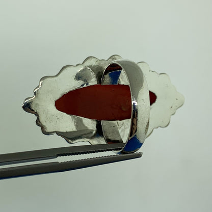 925 Sterling Silver Marquise Carnelian Cabochon Statement Finger Ring