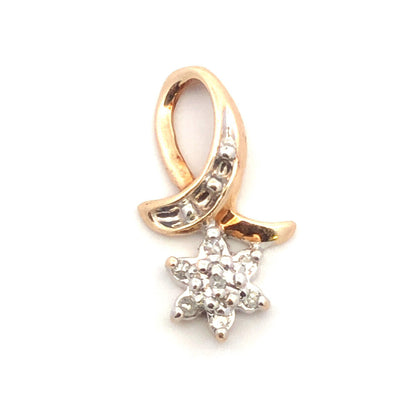 Designer 10K Yellow Gold Round Diamond Flower Pendant