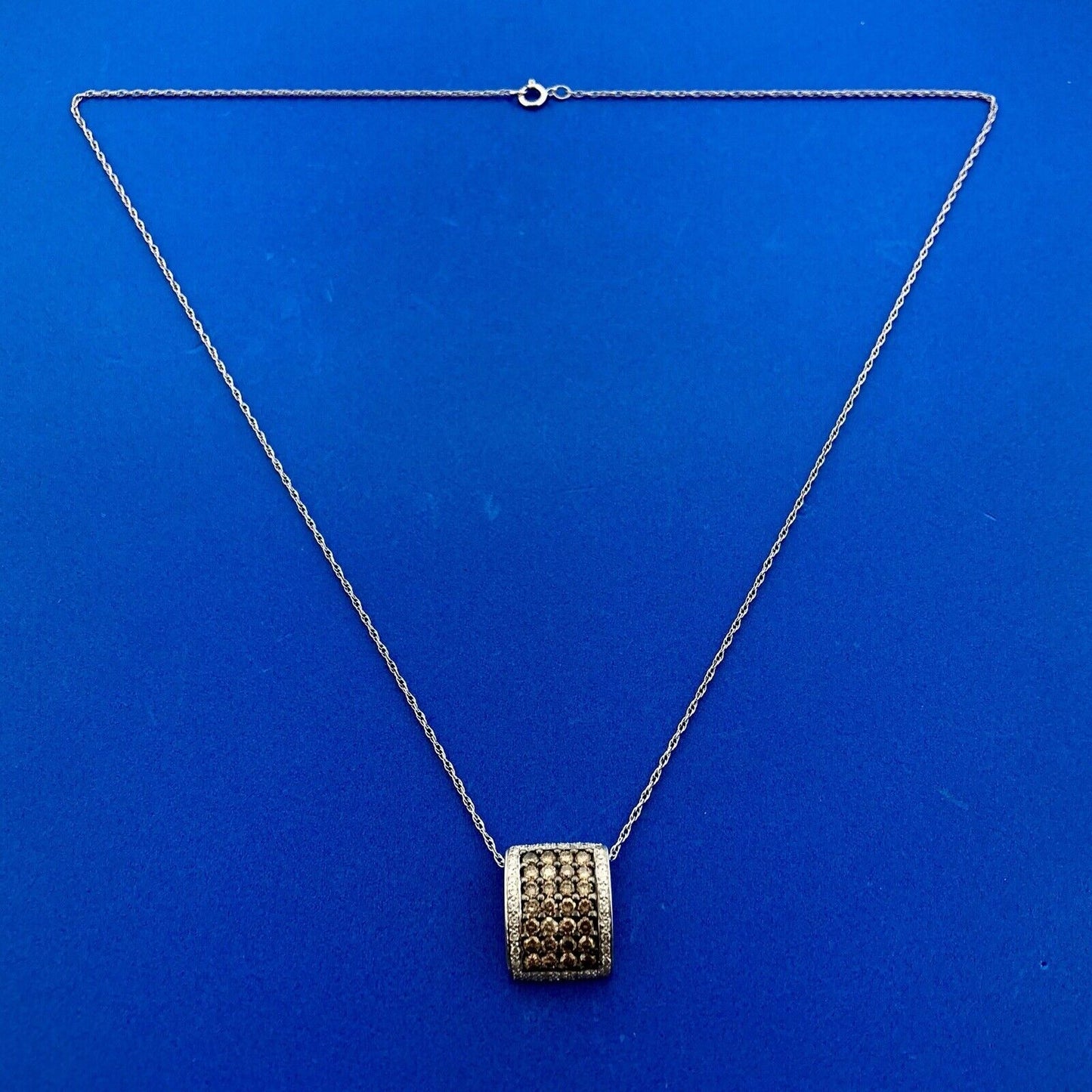 18K White Gold Champagne Diamond Pendant 2tcw