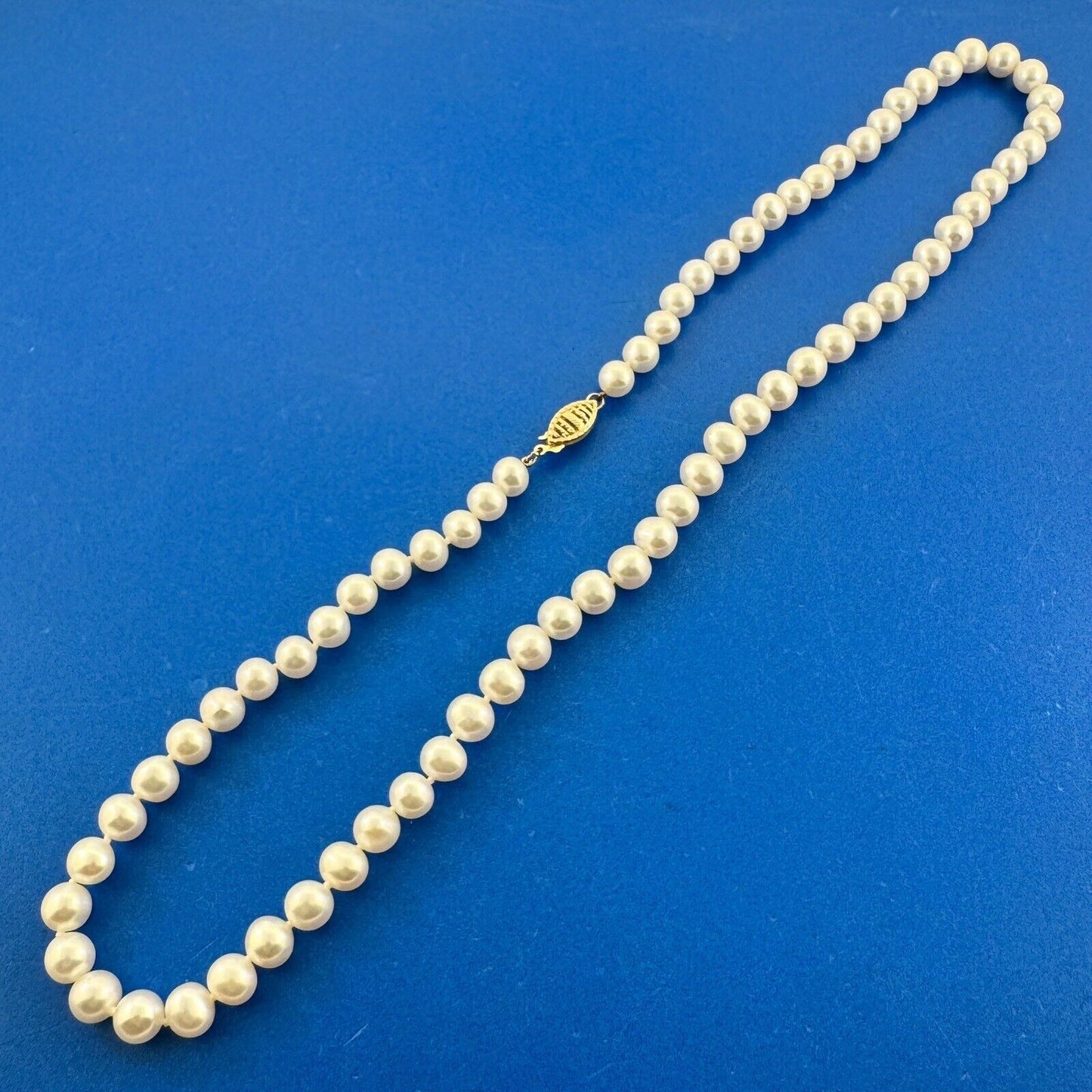 Designer 14K Yellow Gold Hand Knotted Pearl Bead Necklace