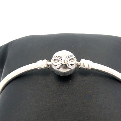 Designer PANDORA ALE 925 Sterling Silver Cubic Zirconia Bow Clasp Charm Bracelet