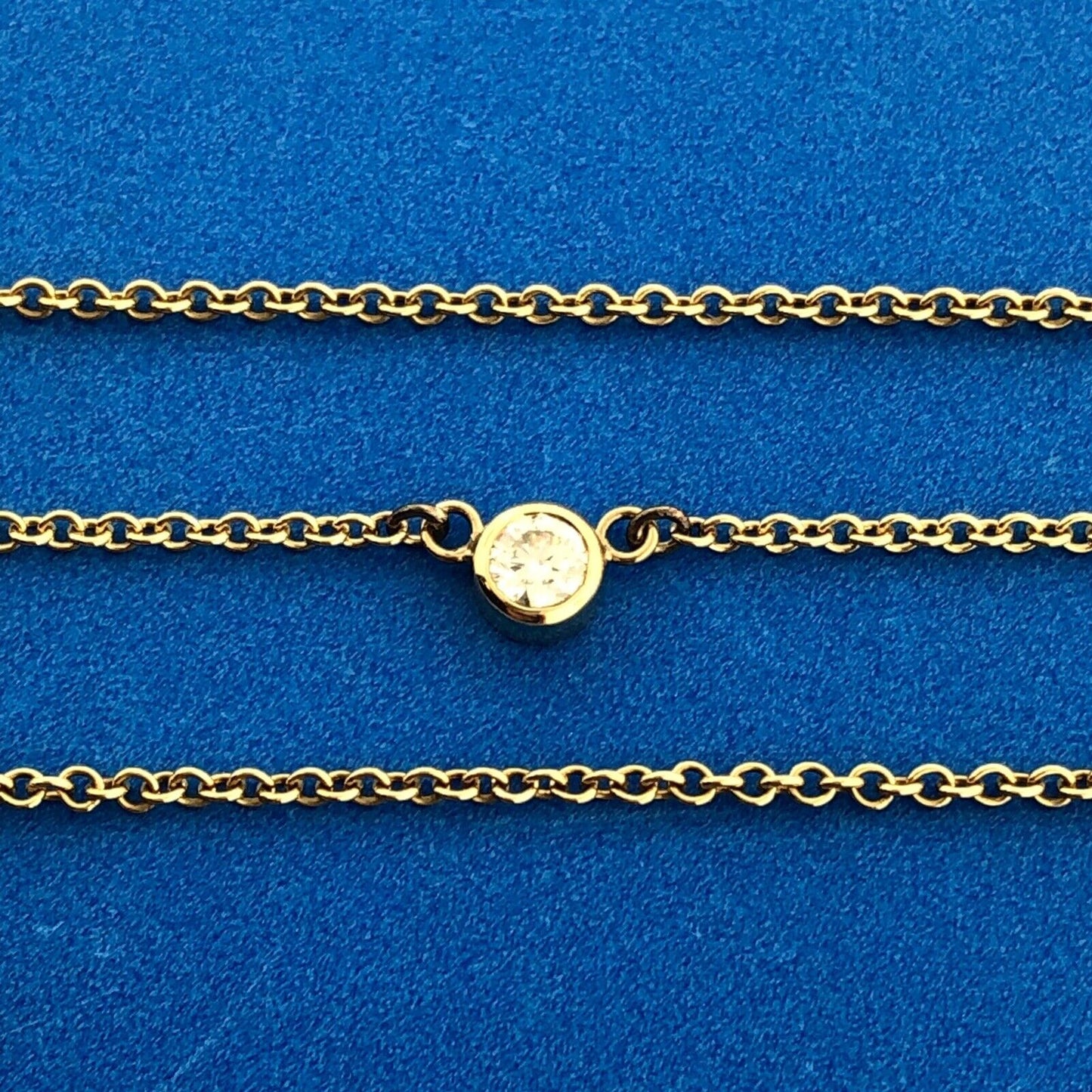 Italian Designer 14K Yellow Gold Diamond Solitaire April Anniversary Necklace