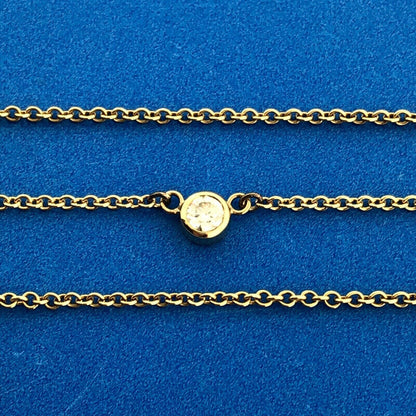 Italian Designer 14K Yellow Gold Diamond Solitaire April Anniversary Necklace