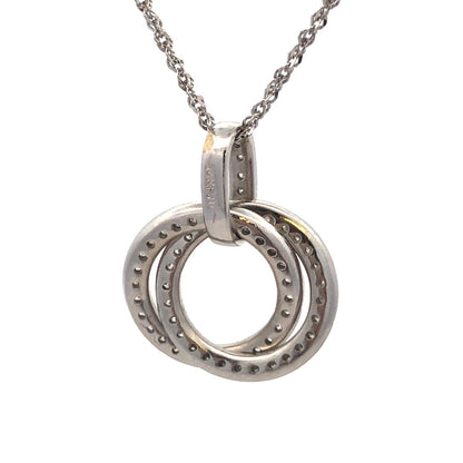 Beautiful 14k White Gold Double Diamond Eternity Anniversary Pendant Necklace