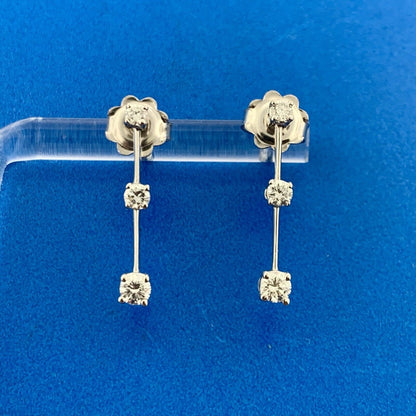 Designer Roberto Coin 18k White Gold Round Diamond Ruby Vertical Stud Earrings