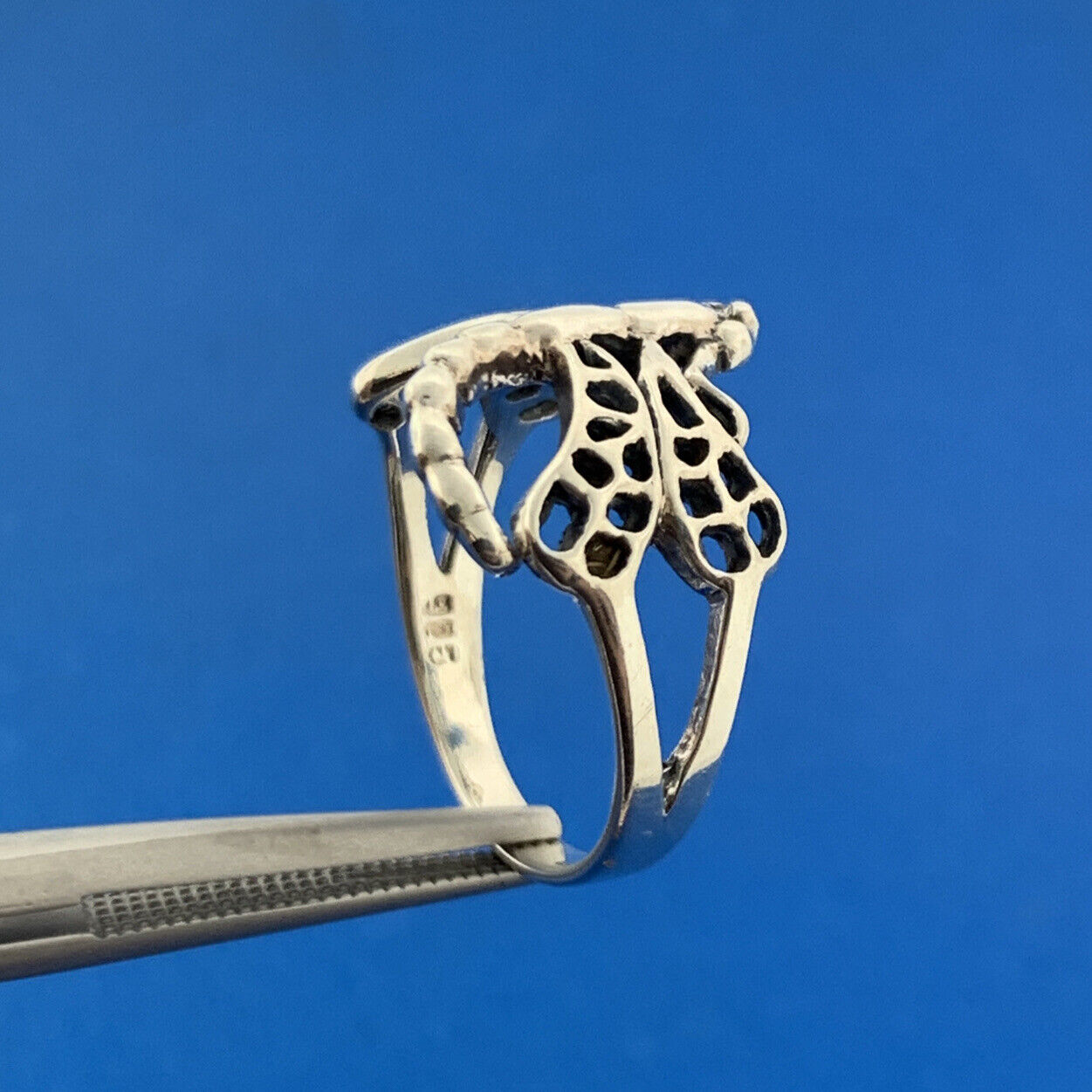 Vintage 925 Sterling Silver Dragonfly Insect Band Ring