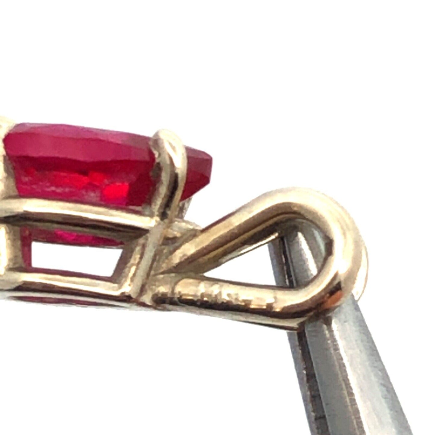 Vintage 14K White Gold Pear Ruby Solitaire Petite Drop Pendant