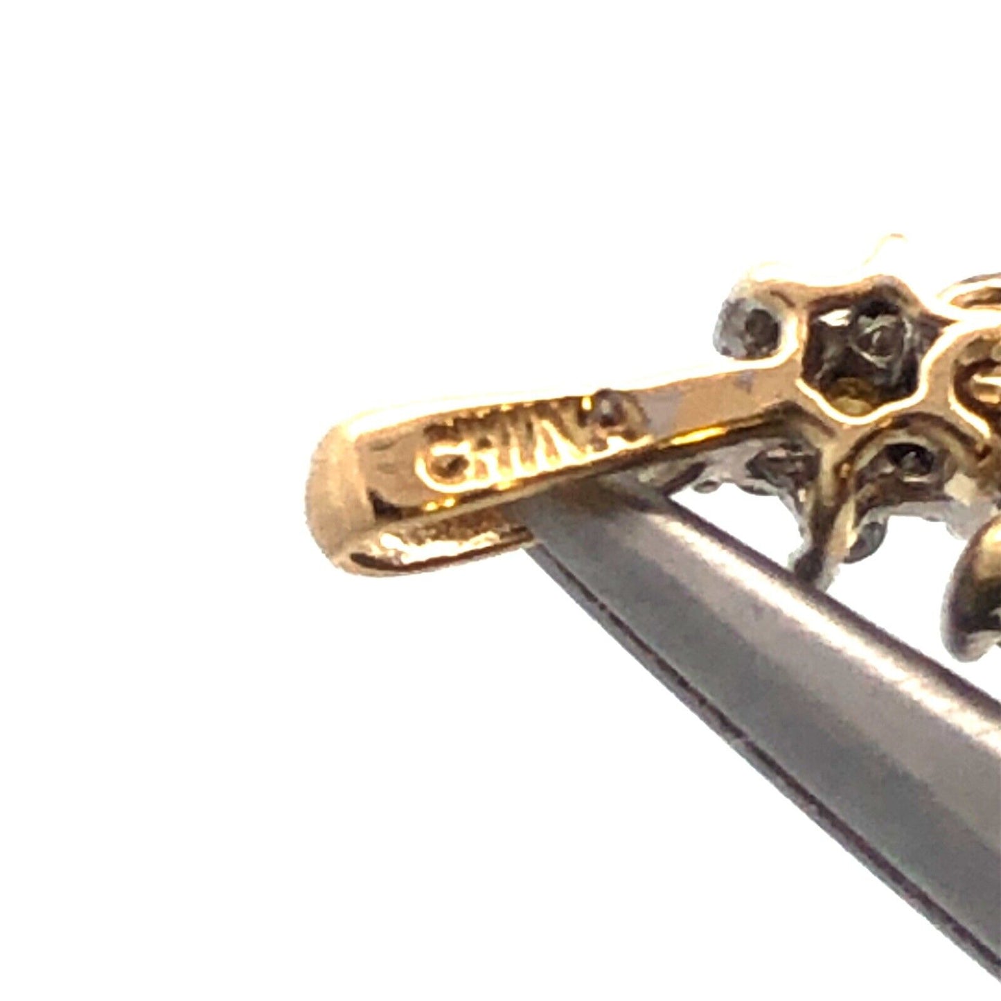 Designer HN 14K Yellow Gold White Yellow Round Diamond Flower Trio Pendant