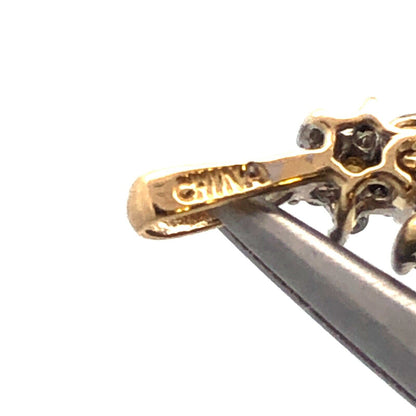 Designer HN 14K Yellow Gold White Yellow Round Diamond Flower Trio Pendant