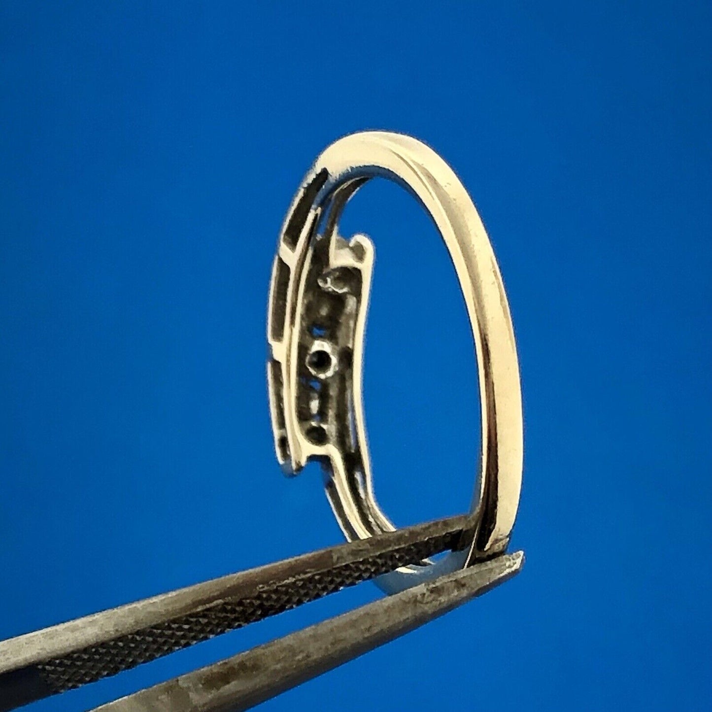 Contemporary 10K White Gold Channel Set 5 Diamond Eternity Anniversary Band Ring