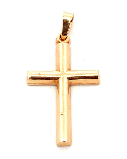 Designer UI 14K Yellow Gold Rounded Polished Cross Pendant