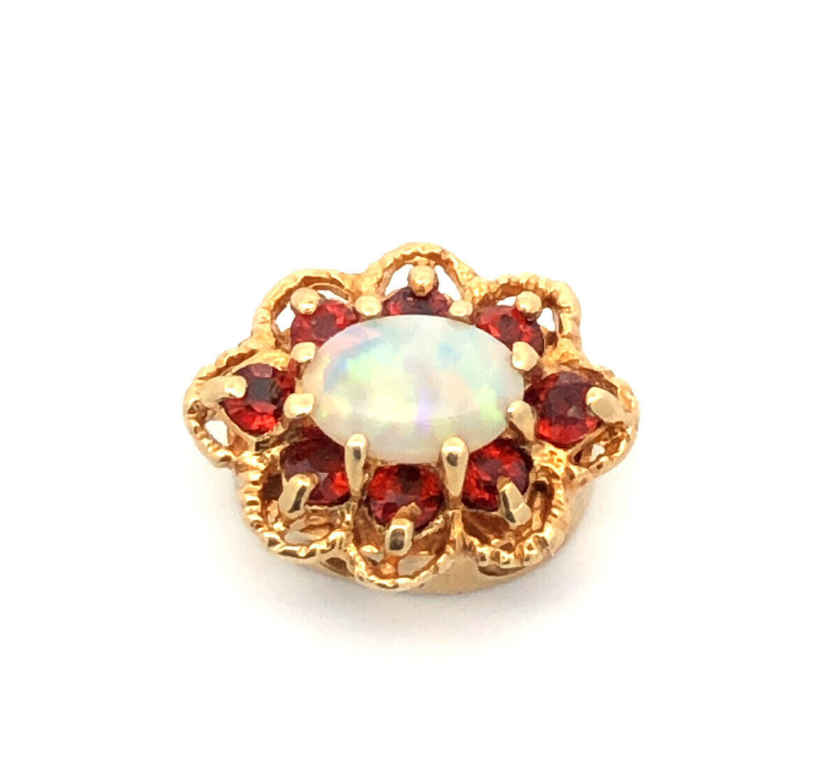 Designer KLJCI 14K Yellow Gold Oval Opal Garnet Slide Bracelet Charm