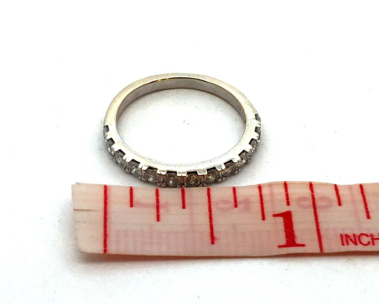 Designer 14K White Gold Round Diamond Wedding Anniversary Stackable Band Ring