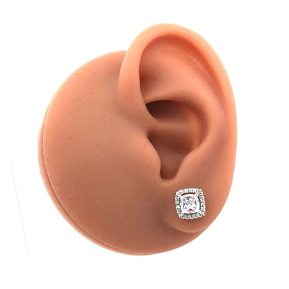 Designer 925 Sterling Silver Round Cubic Zirconia CZ Halo Stud Earrings