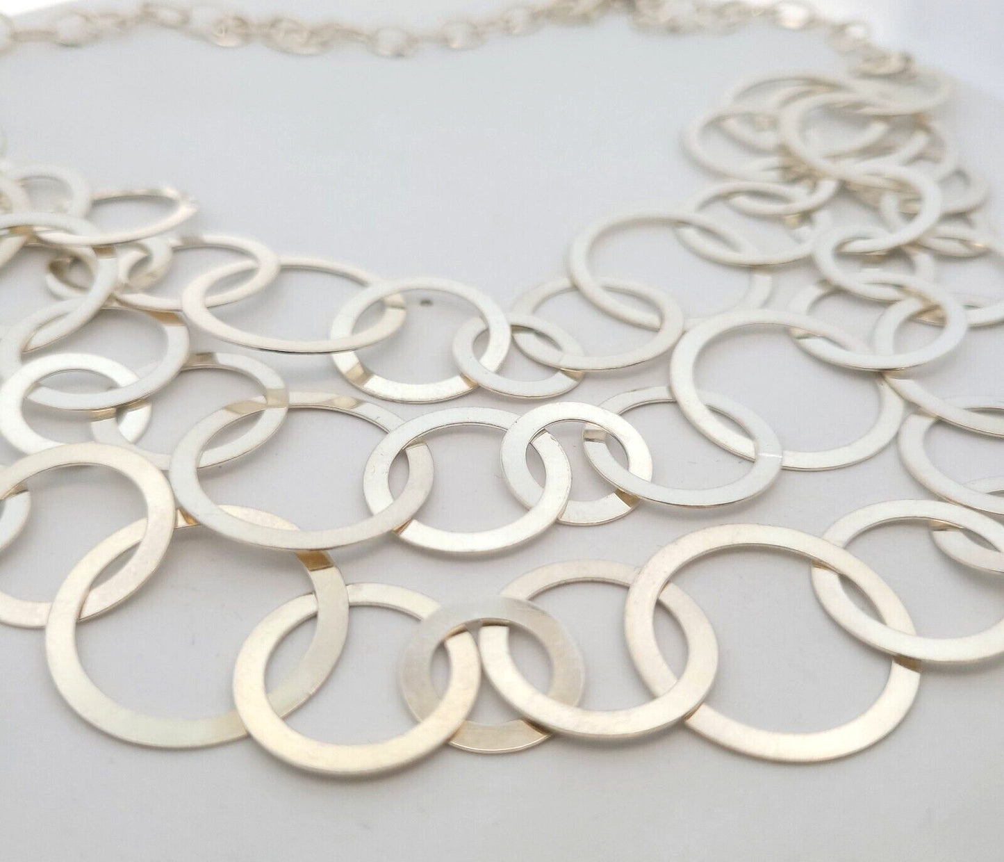 Karizia SPA KA1722 Italy Sterling Silver Round Layered Modernist Chain Necklace