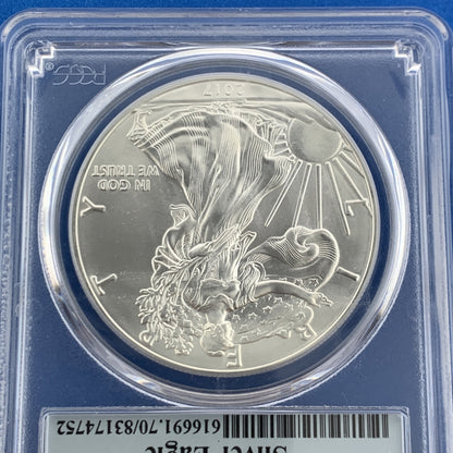 2017 $1 American Silver Eagle 1 oz 999 Fine Silver PCGS MS70 First Strike Coin