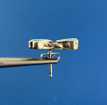 Designer 925 Sterling Silver Turquoise Enamel Butterfly Insect Stud Earrings