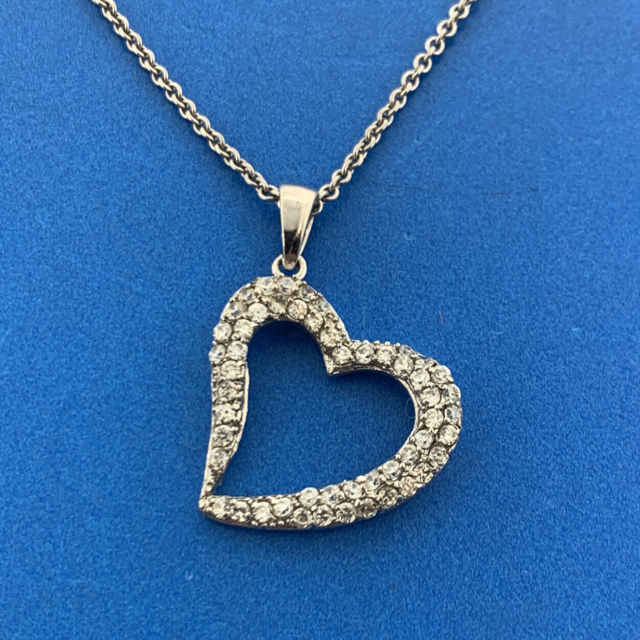 Designer 925 Sterling Silver Cubic Zirconia Modernist Heart Pendant Necklace