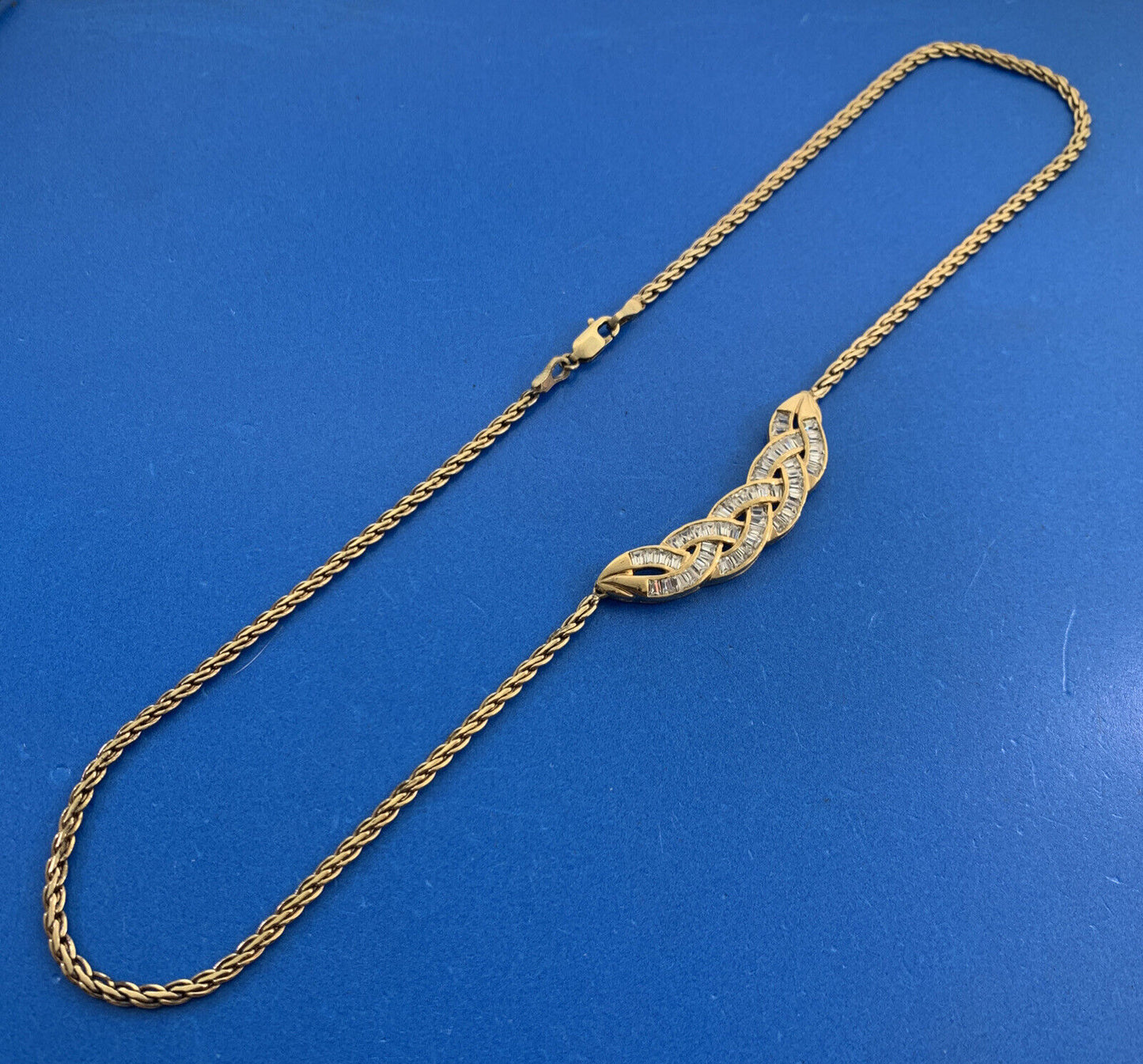 Designer 925 Sterling Silver Vermeil Cubic Zirconia Infinity Eternity Necklace