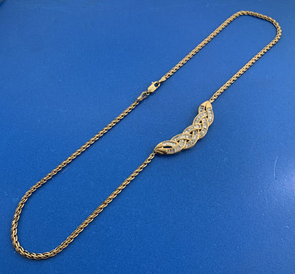 Designer 925 Sterling Silver Vermeil Cubic Zirconia Infinity Eternity Necklace