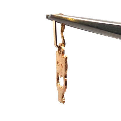 Designer 14K Yellow Gold Textured Owl Heart Cut Out Charm Pendant