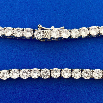 Glamorous Designer Sterling Silver Cubic Zirconia CZ Statement Tennis Necklace