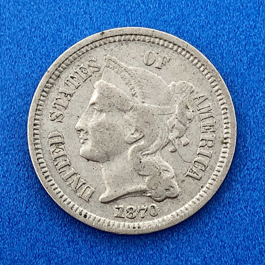 1870 P Nickel Three Cent Piece 3c Better Key Rare Scarce Philadelphia Coin