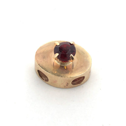 Vintage 10K Yellow Gold Round Garnet Oval Slide Bracelet Charm