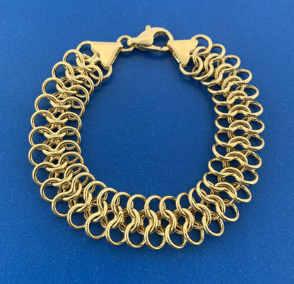 Designer LIRM Turkey 925 Sterling Silver Vermeil Triple Loop Modernist Bracelet