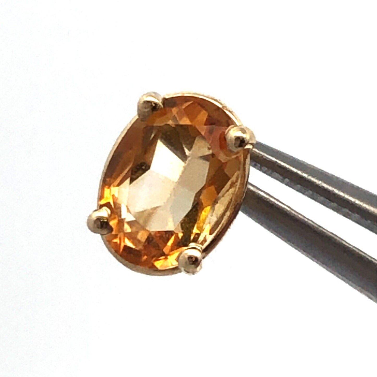 14K Yellow Gold Oval Orange Citrine Solitaire Stud Earrings